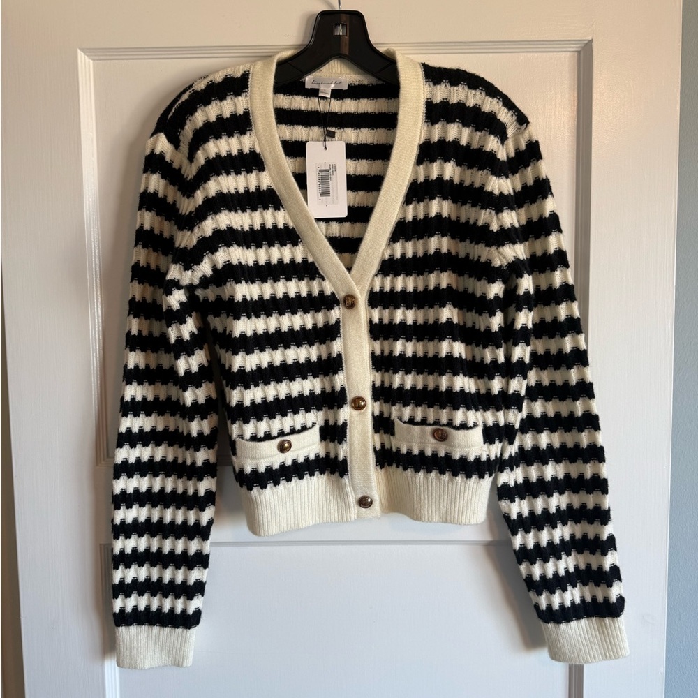 Line & Dot Black and Cream Striped Cardigan